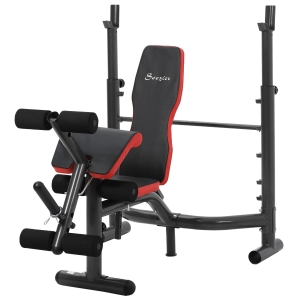 Soozier Heavy Duty Weight Bench Multiple Function Workout Bench with Preacher Curl, Leg Developer