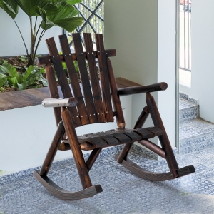 Outsunny Rustic Outdoor Patio Adirondack Rocking Chair Fir Wood Garden Yard