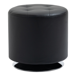 HOMCOM 360° Swivel Foot Stool Round PU Ottoman w/ Thick Padding and Solid Steel Base