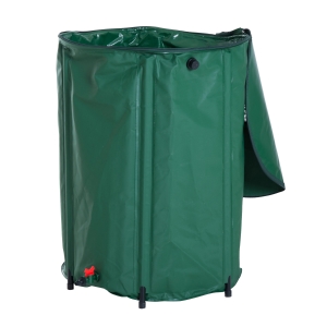 Outsunny 80 Gallon Rainwater Harvesting System Collection Tank with Collapsible Runoff