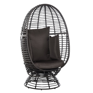 Outsunny Round PE Ratttan Wicker Swivel Basket Egg Chair with Cushion