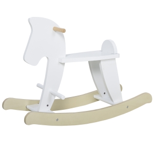Qaba Wooden Rocking Horse Toddler Baby Ride-on Toys for Kids 3-6 Years with Classic Design & Solid Workmanship - White