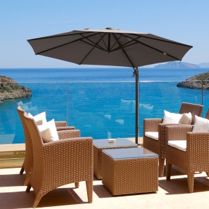 Outsunny Aluminum Steel 9.7’ Offset 360 Cantilever Market Patio Umbrella with Cross Base