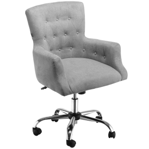 HOMCOM Swivel Computer Chair Mid Back Office Desk Chair Home Study Bedroom, Light Grey