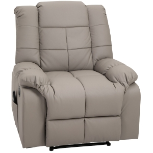 HOMCOM PU Leather Massage Recliner Sofa with 8-Point Massage Motors, Remote Control and Thick Padding, Grey