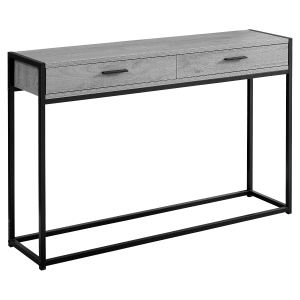 Monarch 48" Contemporary Industrial Accent Hall Sofa Console Table with 2 Drawers and Minimalist Metal Base - Gray Wood Grain-Look / Black Metal