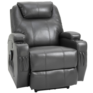 HOMCOM Electric Power Massage Recliner Chair Waist Heating with 8-Point Vibration - Dark Grey