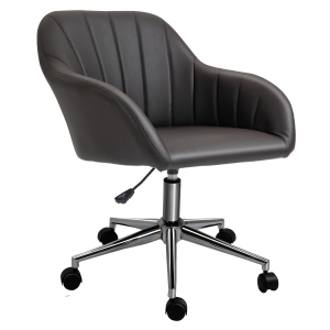 Vinsetto Chic U-Shaped Computer Armchair with Line Stitching and Faux Leather, Brown