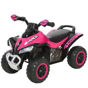 Aosom Ride on Push Along Toy for Kids 4 Wheel Foot-to-Floor Sliding Walking Car Toy ATV Toy for 18-36 Months, Pink