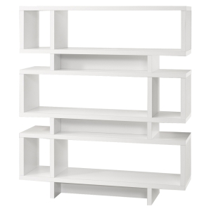Monarch 55" Modern Hollow-Core 3-Tier Wood Grain-Look Open Shelf Storage Bookcase - White Finish