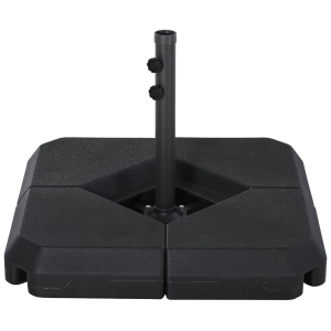 Outsunny Umbrella Stand Fitting 2" Poles and Steel Base with 4 Fillable Plastic Weights, 4 Gal. Capacity Each - Black