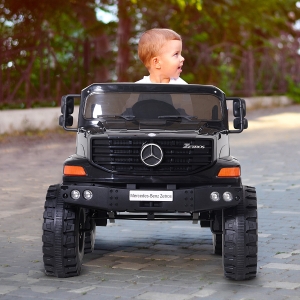Aosom 12V Mercedes Power Wheels Jeep Kid Car 1 Seater 2 Openable Door With Parental Remote Control For 3 - 8 Years Old Kids Black