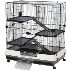 PawHut 4-tier Platform Rolling Small Animal Rabbit Cage for Hamsters, Chinchillas, & Gerbils with a Large Living Space
