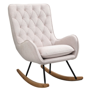 HOMCOM Traditional Rocking Armchair with Tufted Back, Thick Padding, and Metal Frame for Living Room - Cream White