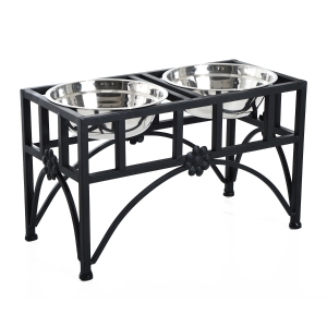 Open Box PawHut 17" Double Stainless Steel Heavy Duty Dog Food Bowl Elevated Pet Feeding Station
