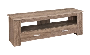 Monarch 48" Modern Wood Grain-Look Open Storage Shelf 2-Drawer Console TV Stand - Dark Taupe Finish