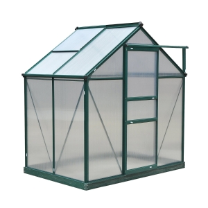 Outsunny 6'x4'x7' Twin Wall Walk-in Garden Greenhouse Polycarbonate Panels Plants Flower Growth Shed Warm House Portable Aluminum Frame