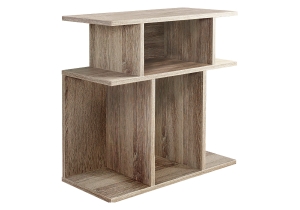 Monarch 24" Modern 3-Tier Open Concept Display Shelves Wood Grain-Look Accent Side End Table - Dark Taupe Finish