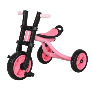 Qaba Kids Ride-On Cycling Tricycle with a Chic Timeless Design Color & a Safety & Comfortable EVA Foam Seat - Pink