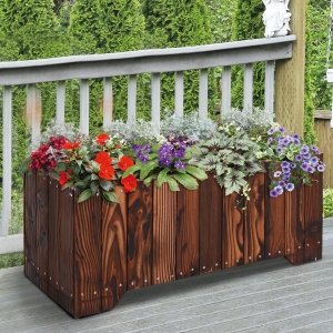 Outsunny 37.5"x15"x15.75" Raised Garden Bed Wooden Garden Flower Bed Outdoor Planter Rectangule Box Elevated Vegetable Planter Kit Box