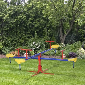 Outsunny Kids Metal Seesaw Teeter Totter Children's Playground Equipment for Garden Outdoor Indoor Swing, 4 Seats