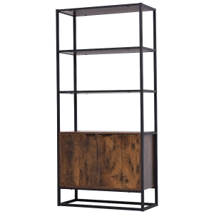 HOMCOM Storage Cabinet Bookcase with 3 Open Shelves, Tall Organizer Multifunctional Rack for Living Room or Bedroom - Brown