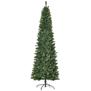 HOMCOM 7.5ft Tall Unlit Slim Fir Artificial Christmas Tree with Realistic Branches, Holiday Indoor Decoration with 1075 Tips