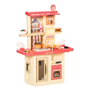 Qaba Kids Kitchen Play Cooking Toy Set w/ Water, Music, Sound, Light for 3-6 Year Olds