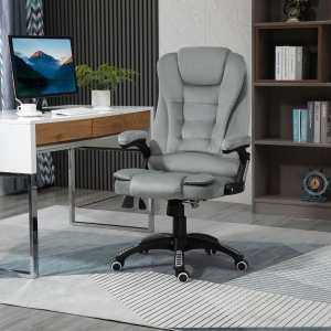 Vinsetto Ergonomic Vibrating Massage Office Chair High Back Executive Chair with 6 Point Reclining Backrest Padded Armrest Grey