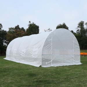 Outsunny 20x10x7ft Heavy Duty Tunnel Walk-in Greenhouse Outdoor Backyard Seed Plant Vegetables Grow Warm House White