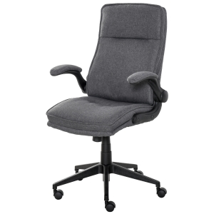 Vinsetto Linen Fabric Covered PC Task Chair with Rocking Function and Swivel Wheels, Grey