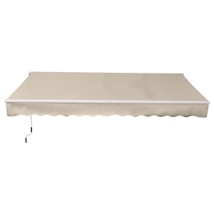 Outsunny 12' x 8' Outdoor Patio Manual Retractable Exterior Window Awning - Tan