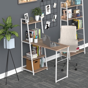HOMCOM Foldable Office Desk with Storage Shelf Computer Workstation Dining Table