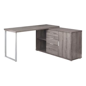 Monarch 60" L-Shaped Contemporary Wood-look Laminate Computer Desk - Dark Taupe
