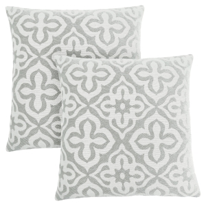 Monarch 18" x 18" Geometric Motif Decorative Throw Pillow (Set of 2) - Light Grey