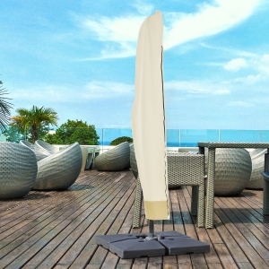 Outsunny 86.6-Inch Outdoor Offset Umbrella Cover Patio Furniture Protector Beige and Coffee