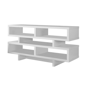 Monarch 48" Contemporary Wood Grain-Look Open Concept Shelf Storage TV Stand Console - White Finish