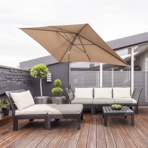 Outsunny 6.5x10ft Rectangle Aluminum Tilt Patio Umbrella Garden Market Parasol with Crank Coffee