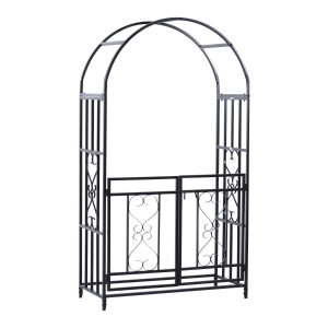 Outsunny 45" x 20" x 81" Steel Metal Decorative Backyard Arch Arbor with Gate