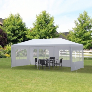 Outsunny 10' x 20' Gazebo Canopy Party Tent with 4 Removable Window Side Walls for Outdoor Event with Wind Ropes and Ground Stakes