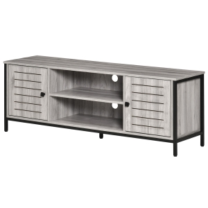 HOMCOM 60" Industrial TV Stand Media Console Table w/ Storage Shelf, Oak