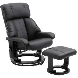 HOMCOM Freestanding Swivel Living Room Chair with High Density Cushion and Footrest