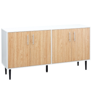 HOMCOM Modern Sideboard Buffet, Kitchen Storage Cabinet Console Table with Adjustable Shelves, Anti-Topple Design, and Large Countertop, Natural