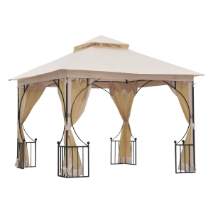Outsunny 10' x 10' Steel Outdoor Garden Patio Gazebo Canopy with Mosquito Netting Walls