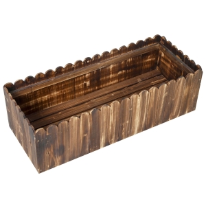 Outsunny 40" x 16" x 12" Raised Planter Box Garden Scalloped Edge Wooden