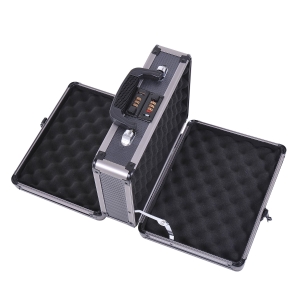 HOMCOM Double Locking Sided Hard Pistol Handgun Case Gun Safe Carry Storage Box with Code Set