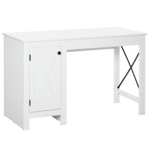 HOMCOM Home Office Writing Desk, Computer Table with Storage Cabinet, Workstation for Study - White