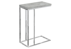 Monarch 25" Contemporary Polished Chrome Metal Frame C-Shaped Side Accent Table - Grey Cement-Look Finish