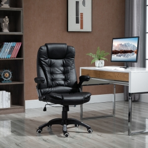 Vinsetto Executive Home Office Chair High Back Ergonomic PU Leather Computer Chair, with Swivel Wheels, Arm, Adjustable Height, Black