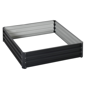 Outsunny 4' x 4' x 1' Galvanized Raised Garden Bed, Planter Raised Bed with Steel Frame for Vegetables, Flowers, Plants and Herbs, Grey